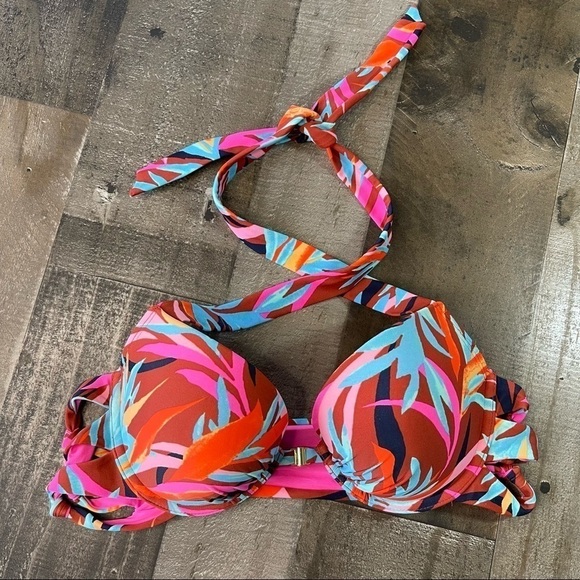 aerie Tropical Print Bikini Top size 36B - Picture 7 of 9